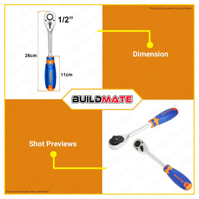 WADFOW 1/4" | 3/8" | 1/2" Inches Ratchet Wrench 45T [SOLD PER PIECE] Hand Tools •BUILDMATE• WHT