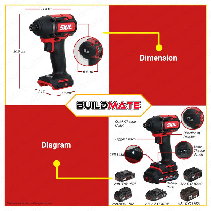 SKIL Hex Impact Drill/Driver 20V BL ID5739C-00 BARE UNIT ONLY •BUILDMATE•