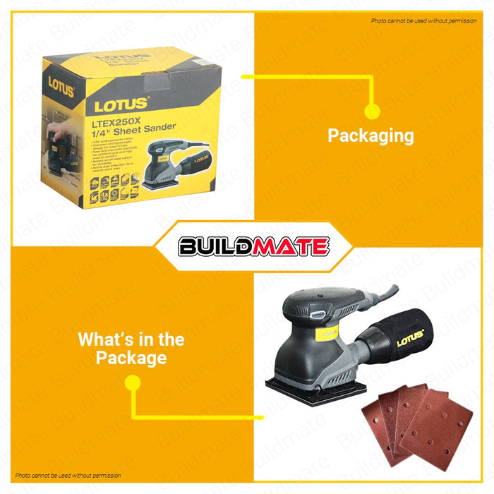 BUILDMATE Lotus Orbital Sheet Sander 250W | 280W Finish Sander Machine Wood Orbital Sanding Finish Machine Sander Electric Finishing Sander Wood Sander Polishing Machine Electric Sander with Sandpaper Power Tools LTEX250X | LTEX280X • LPT