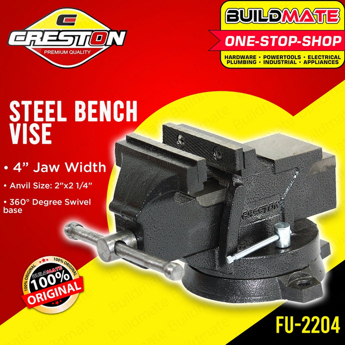 CRESTON Steel Bench Vise 4" FU2204 •BUILDMATE•