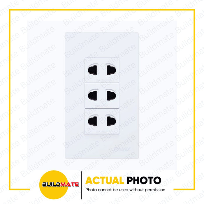 LIGHTHOUSE Electric 3 Gang Plate w/ Universal Outlet 120mm x 70mm 250V-16A LHWD-402-P3 PHLH