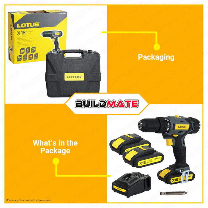 LOTUS X LINE Cordless Impact Drill 18V LTHD18VLI 2 BUILDMATE