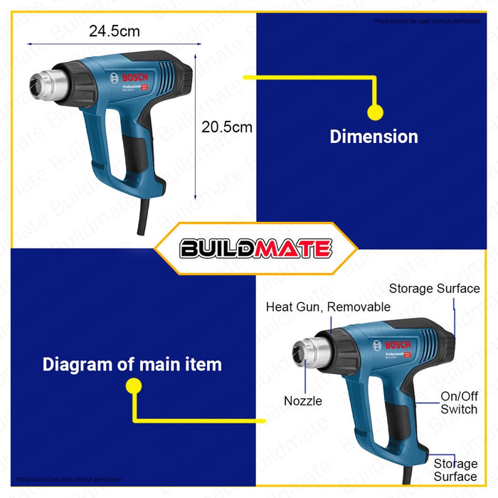 Bosch Heat Gun GHG 20-63, 2000watt, Digital Display with Temperature  Control