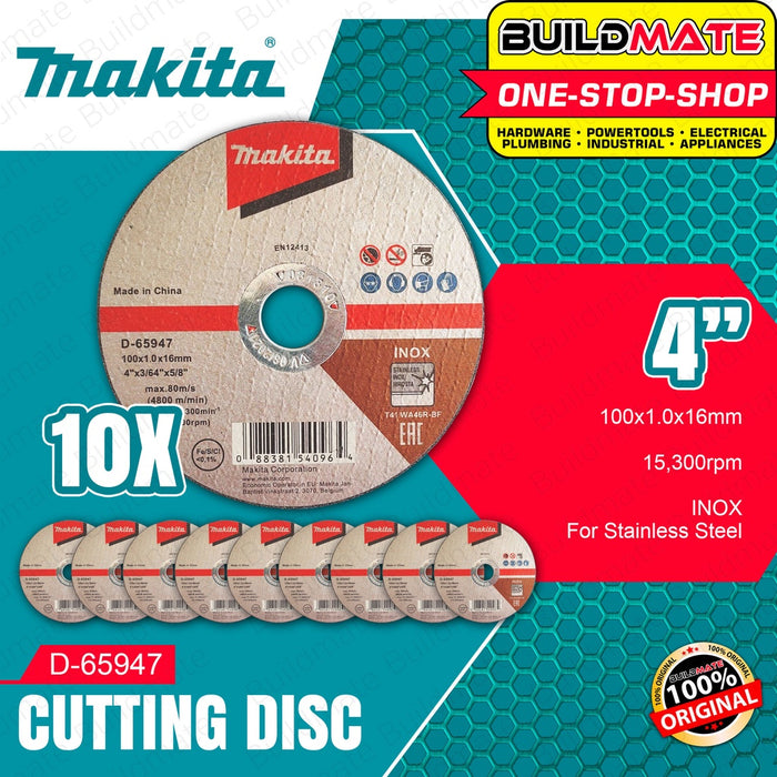 [10PCS] MAKITA Cutting Disc Cut Off Wheel 4" Inch Super Thin 100MMX1.0MM D-65948 •BUILDMATE•