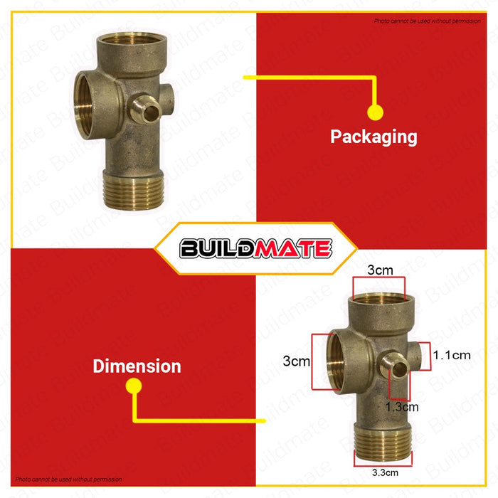 BUILDMATE Benelli / Dayuan Five (5) Way Water Tank Pump Plumbing Connector Adaptor Copper Cross Pipe Fitting  DY-CFW5