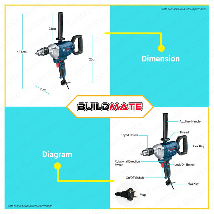 Bosch Professional 850W Heavy Duty Electric Drill 16mm GBM 1600 RE 06011B00K0 •BUILDMATE• BPT