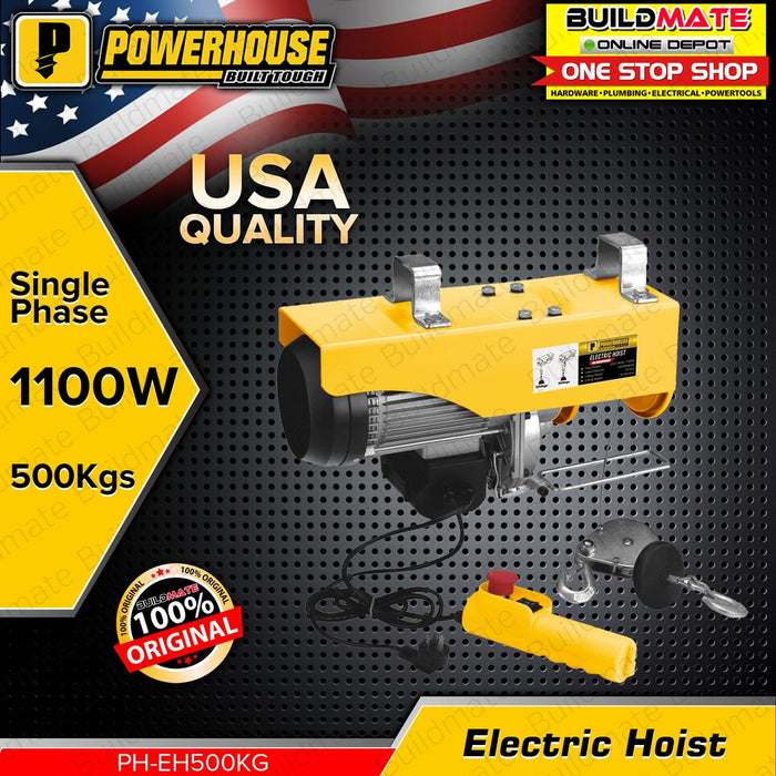 POWERHOUSE 500KG Electric Hoist 1100W 100% COPPER PH-EH500KG •BUILDMATE• PHPT