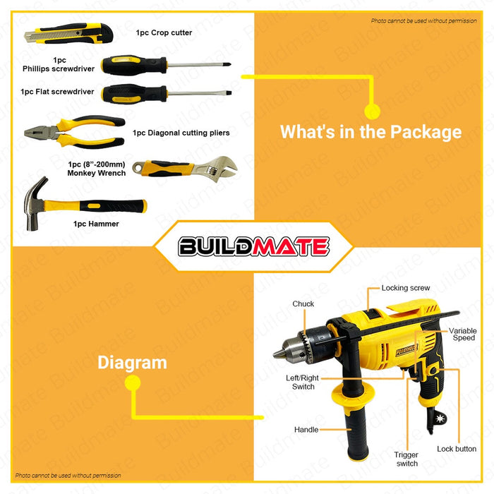 POWERHOUSE USA Hammer Impact Drill Set 720W with 108pcs Accessories PHB-IMPACT720S-108SET PHPT