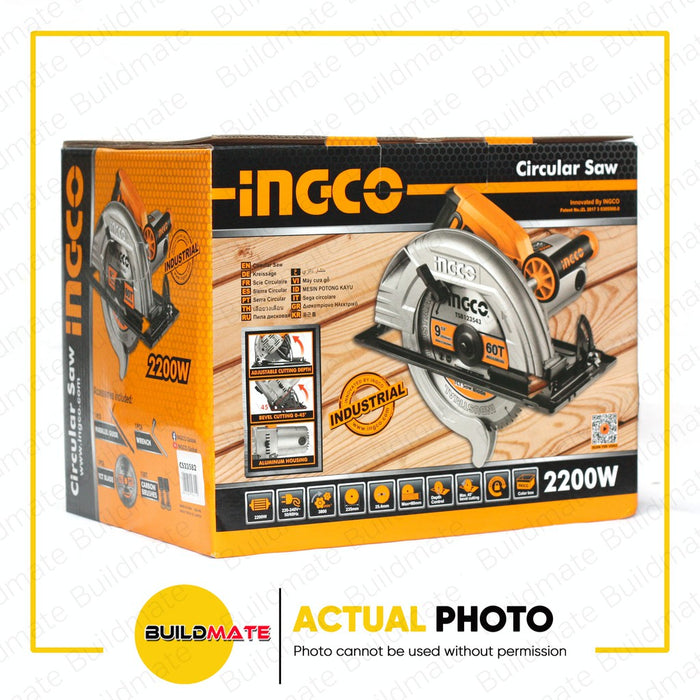 INGCO Industrial Circular Saw 9" 2200W CS23582 + FREE T HANDLE & BITS •BUILDMATE• IPT