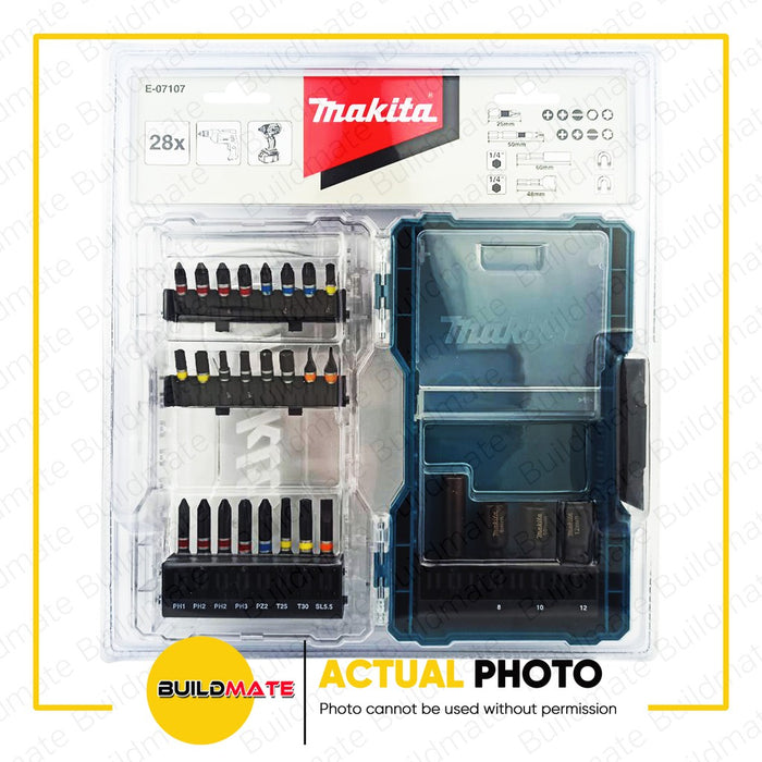 MAKITA Original Stackable Clear Case Series Drill Bit and Screw Bit Set 28PCS/SET E07107