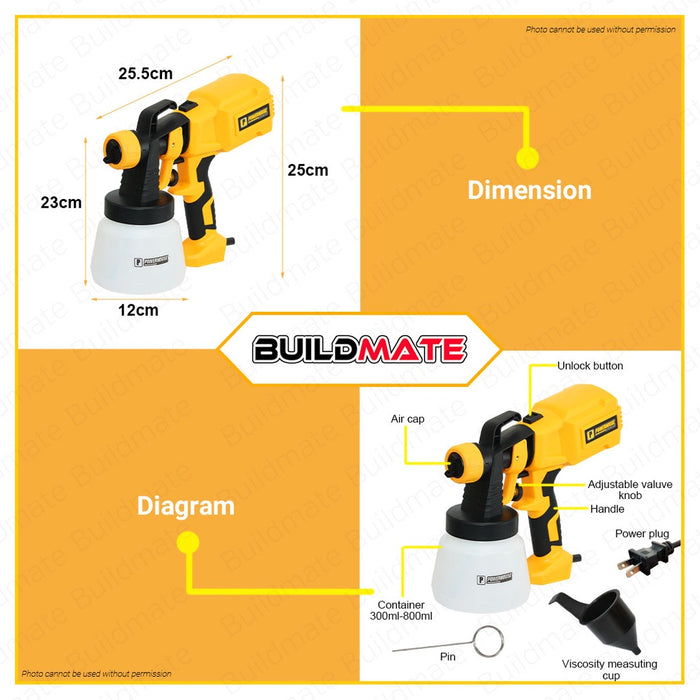 POWERHOUSE HVLP Handheld Portable Electric Sprayer Paint Spray Gun 500W PH-ESG-500W •BUILDMATE• PHPT