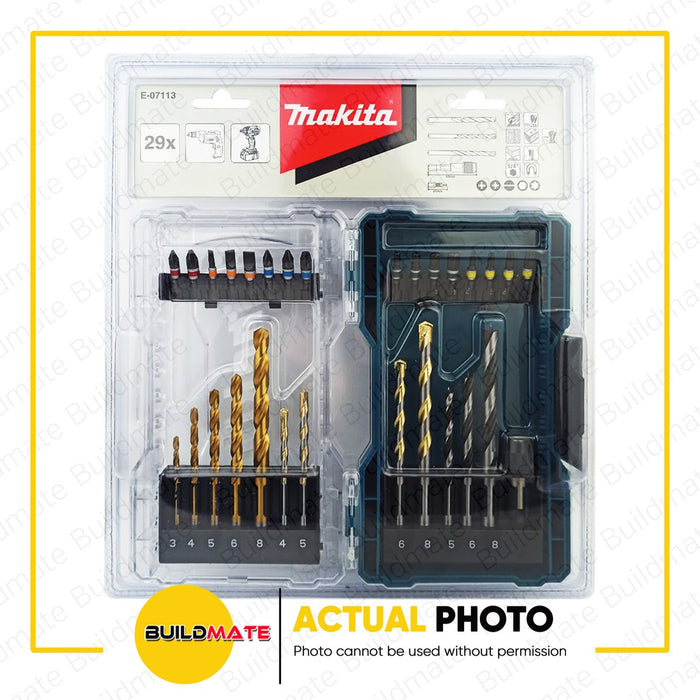 MAKITA Original Stackable Clear Case Series Drill Bit and Screw Bit Set 29PCS/SET E07113 •BUILDMATE•