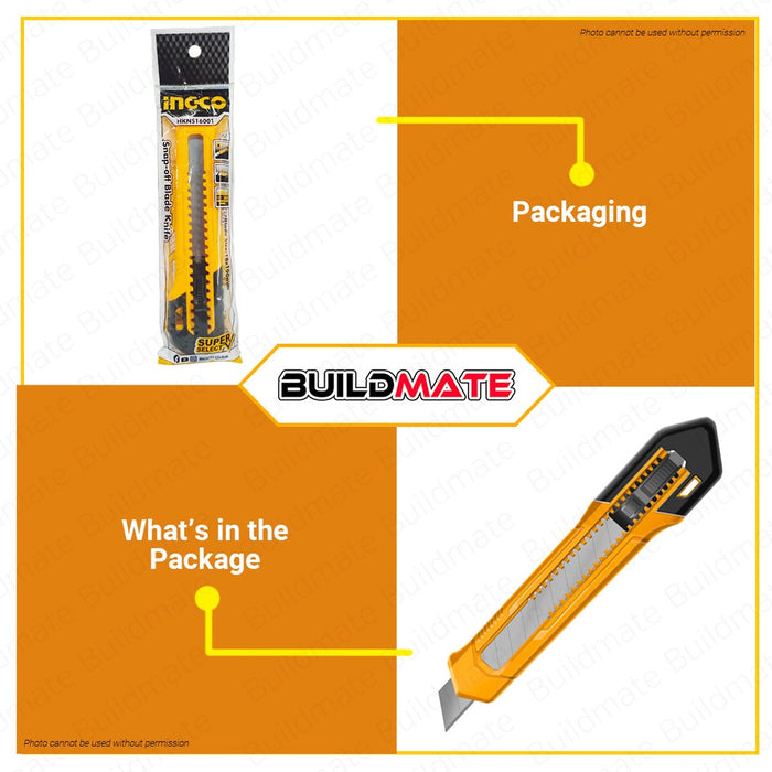 BUILDMATE Ingco Snap-Off Blade Knife 135MM - 152MM Board or Paper Cutter Handy Utility Cutter HKNS16001 / HKNS110925 / HKNS110915- IHT