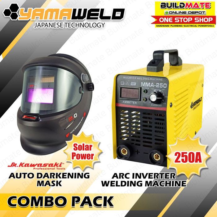 [COMBO] YAMAWELD 250A Inverter Welding Machine + JR KAWASAKI Auto Darkening Welding Helmet Mask