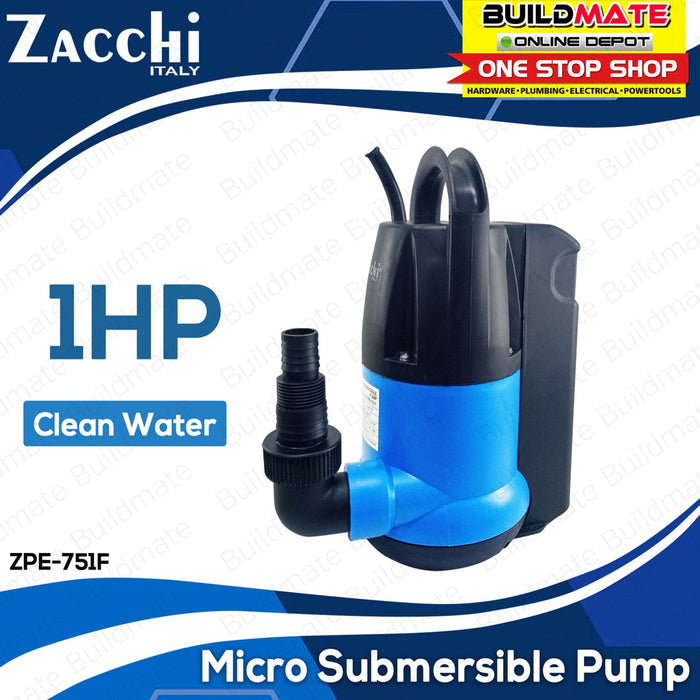ZACCHI Micro Submersible Pump Clean Water 1 HP ZPE-751F •BUILDMATE•