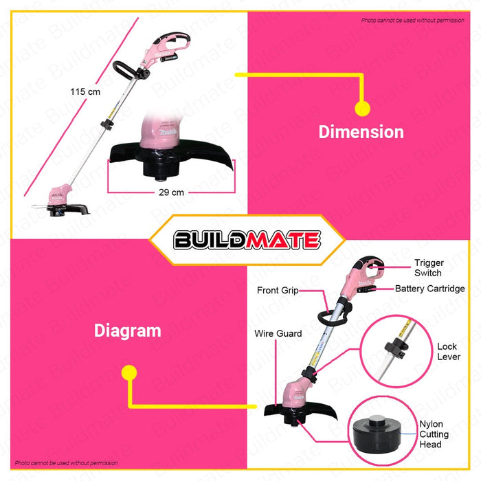 MAKITA PINK ORIGINAL 12V Lithium Ion Cordless Grass Trimmer 12V MAX UR100DSAP •BUILDMATE•