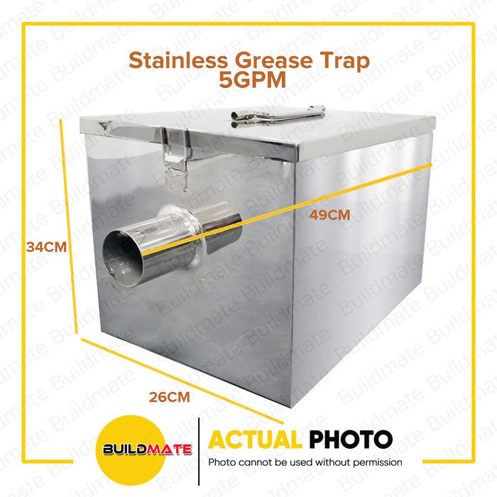 Stainless Grease Trap 304 Mirror Finish High Quality 5GPM / 4GPM / 3GPM •BUILDMATE•