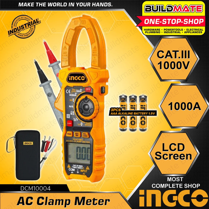 BUILDMATE Ingco Digital AC Clamp Meter 6000 Counts Voltage Voltmeter Tester Electrical Test Tool - IPT