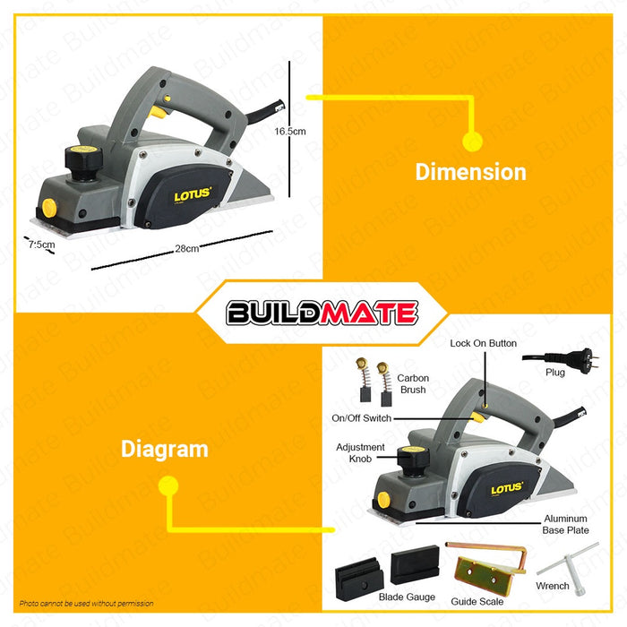 LOTUS 600W Electric Wood Planer for Woodworking 580W LTPL5800 82mm •BUILDMATE• LPT