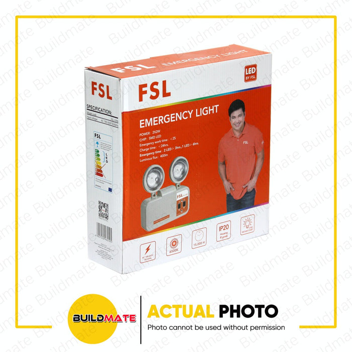 FSL Automatic Emergency Led Light 2 x 2 Watts FSL-1098 •BUILDMATE•