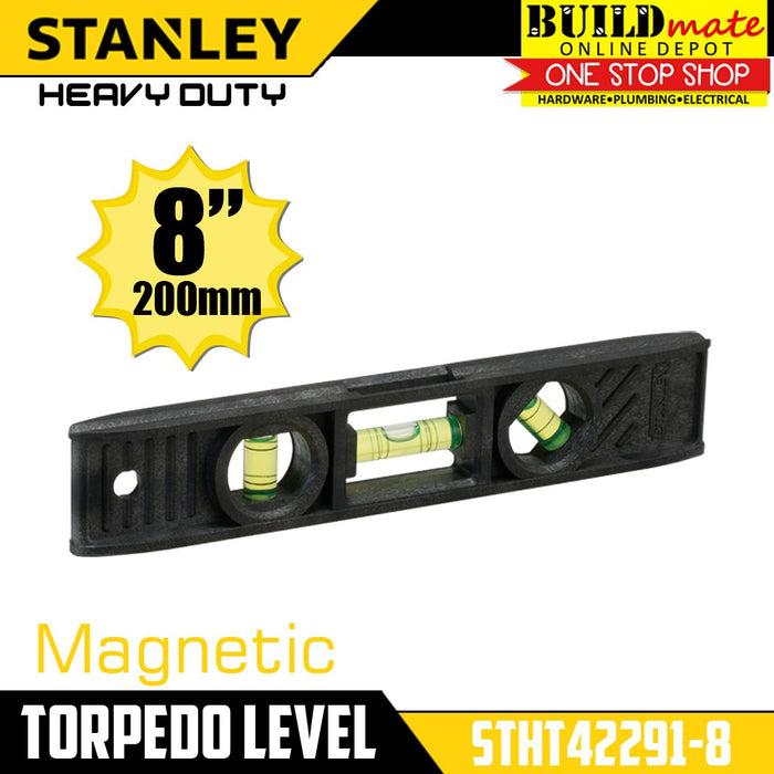 BUILDMATE Stanley Magnetic Torpedo Spirit Level 8" (200mm) / 9" (229mm) 3 Vials Spirit Level Compact Mini Bubble Handheld Leveling Tool