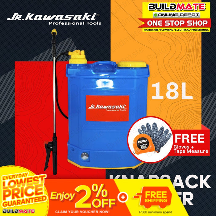 JR KAWASAKI 2in1 Dual Function Manual/Battery Operated Knapsack Sprayer 18L +FREE GLOVES&TAPEMEASURE