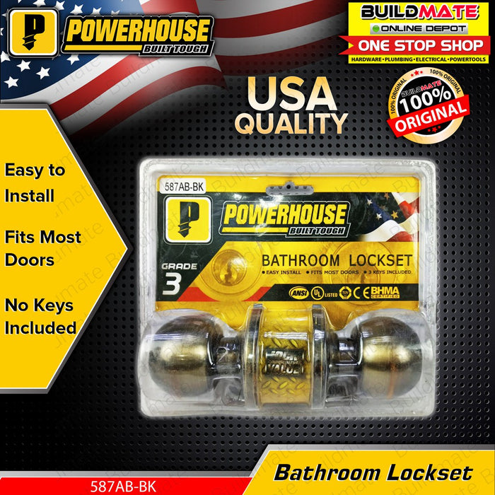 BUILDMATE Powerhouse  Bathroom Lockset 587AB-BK - PHDH