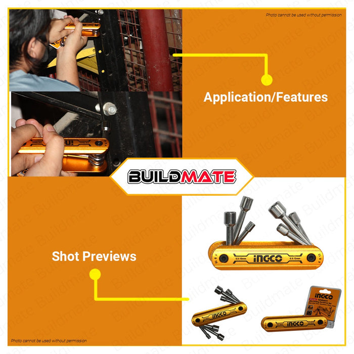 Ingco 6 Pcs Folding Nut Driver Set Kit HFND0601 •BUILDMATE• HT2