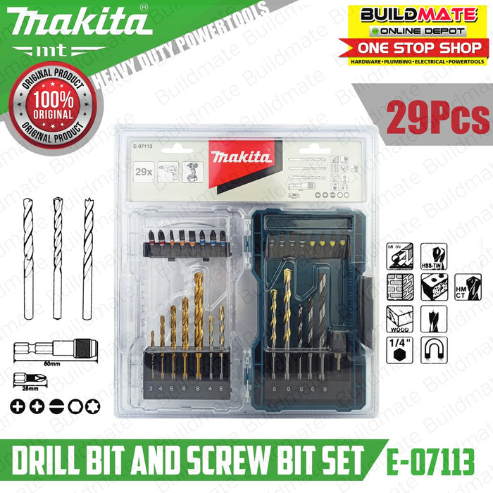 MAKITA Original Stackable Clear Case Series Drill Bit and Screw Bit Set 29PCS/SET E07113 •BUILDMATE•