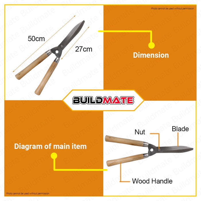 PROMAN Hedge Shear Wood Handle Plant Gardening Scissor Tools PT-HSW04 100% ORIGINAL •BUILDMATE•