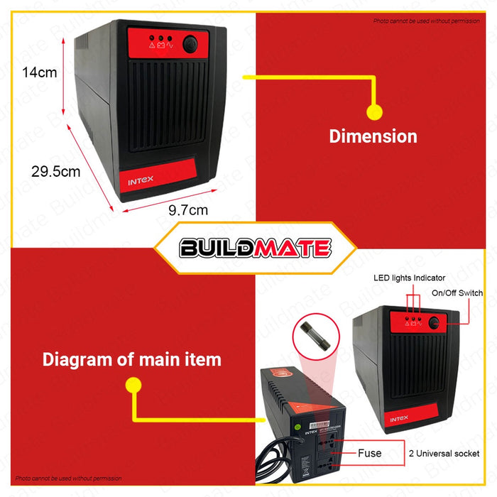 INTEX MAESTRO UPS 650VA with 2-socket Uninterruptible Power Supply 650VA •BUILDMATE•