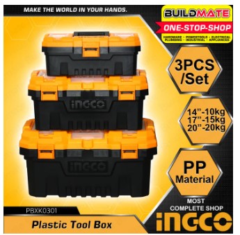 Ingco by Winland 3pcs Plastic Tool Box Organizer Case Set with Removable  Tray PBXK0301 ING-HT
