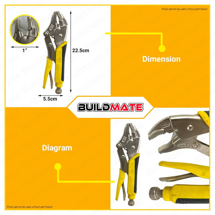 BUILDMATE Powerhouse 10R Vise Grip Curve | Straight 2X Strength Jaw Locking Plier for Twisting PHHT