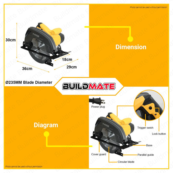 POWERHOUSE USA Circular Saw 2500W 9" Heavy Duty PHM-CS9009 •BUILDMATE• PHPT