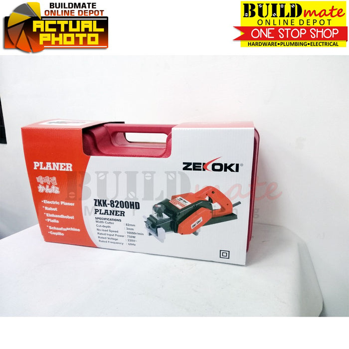 ZEKOKI Electric Planer with Case For Woodworking 750W 3 x 82mm ZKK-8200HD | ZKK-8200SD •BUILDMATE•