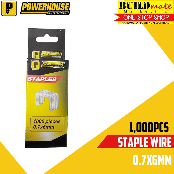 POWERHOUSE Staple Stapler Wire Nail for Gun Tacker 1000 PCS /PACK LIGHT DUTY •BUILDMATE• PHHT