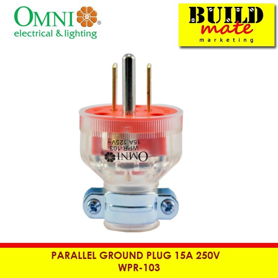 [WHOLESALE] BUILDMATE Omni 24PCS/BOX Electric Parallel Ground Rubber Plug Transparent 15A 250V Heavy Duty Clear 3-Prong Grounded Power Plug WPR-103