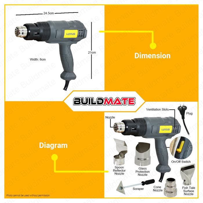 LOTUS Hot Air Heat Gun 1800W LTXH1800 •BUILDMATE• LPT