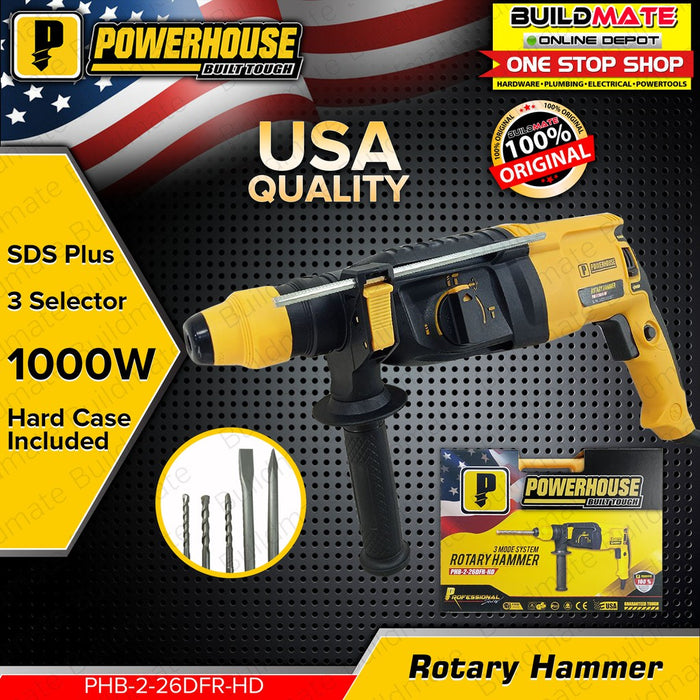 BUILDMATE Powerhouse Rotary Hammer SDS PLUS 1000W PHB-2-26DFR-HD - PHPT