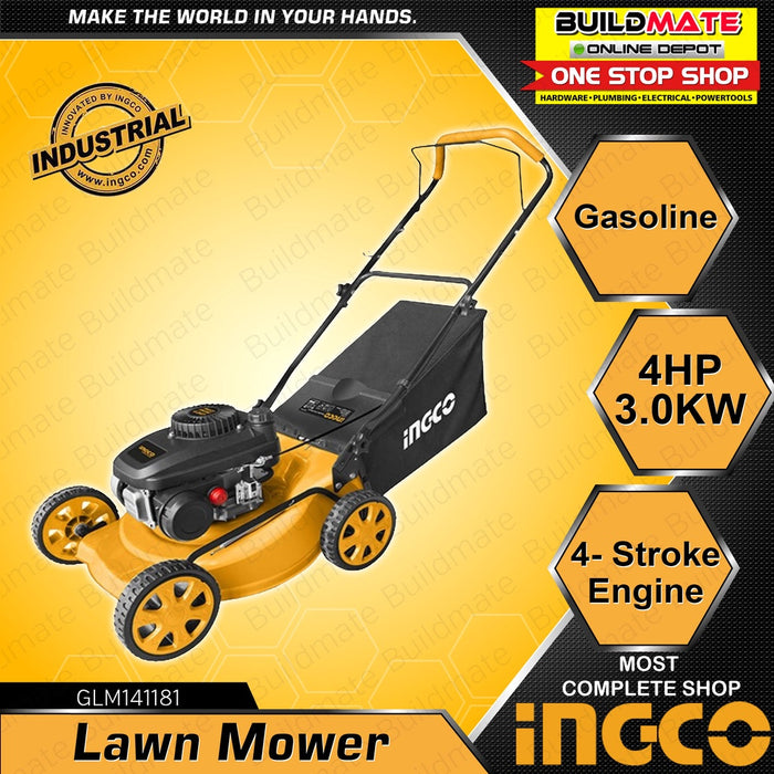 INGCO Gasoline Lawn Mower 3.0KW 4HP 4-Stroke Hand Push Type GLM141181 •BUILDMATE• IPT