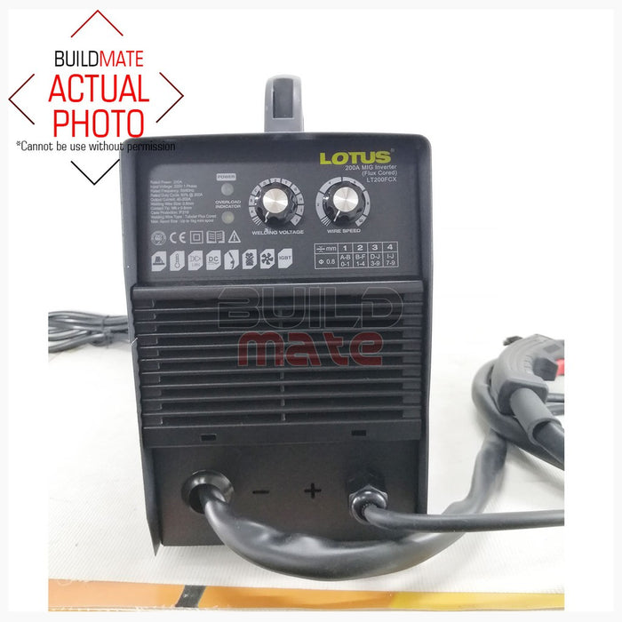 LOTUS 200A MIGWELD Gasless MIG Weld Inverter Flux Corded Welding Machine 0.8mm LT200MGX| LT200FCX •BUILDMATE•