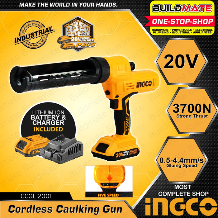 INGCO Cordless Li-Ion Lithium Ion Silicon Sealant Caulk Caulking Gun 20V CCGLI2001 •BUILDMATE• IPT