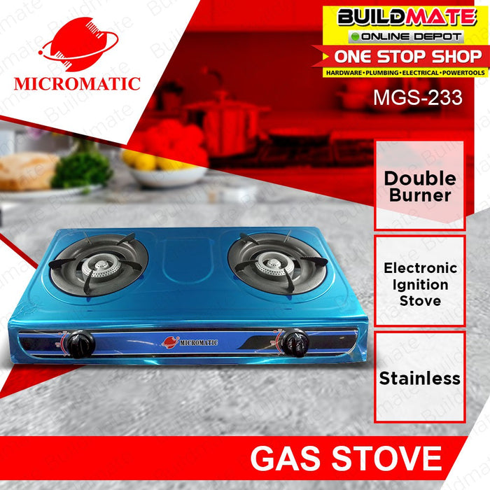 MICROMATIC Stainless Gas Stove Double Burner MGS-233 •BUILDMATE•