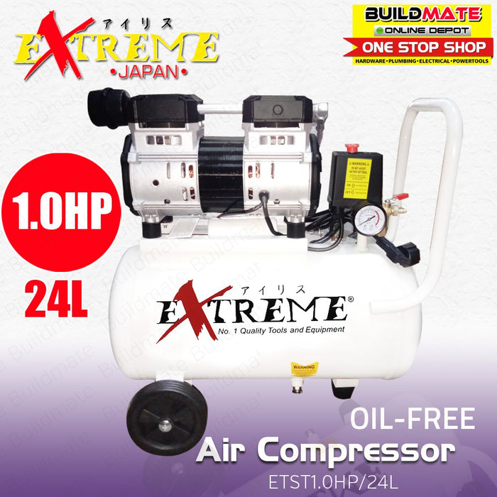 EXTREME Japan 1HP Air Compressor 24L Oil-Less Noise Less ETST1.OHP/24L •BUILDMATE•