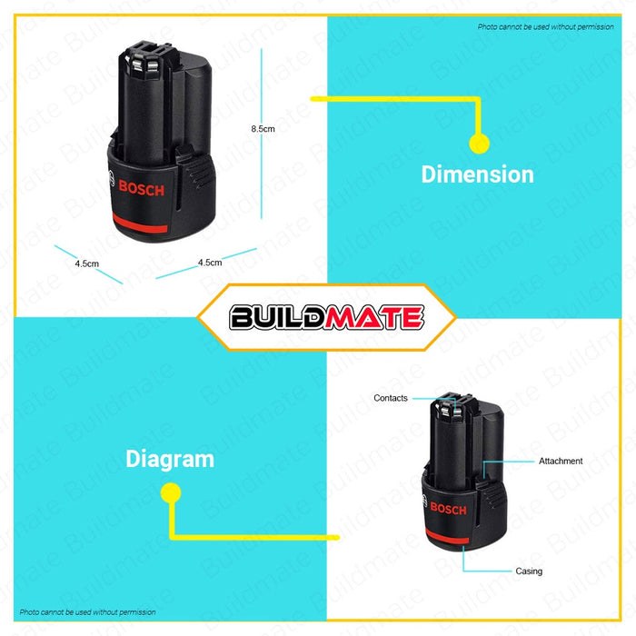 Bosch Professionals 12V Lithium Ion Li-Ion Freedom Battery 2.0Ah Li-Ion 1600A00F6X •BUILDMATE• BLC