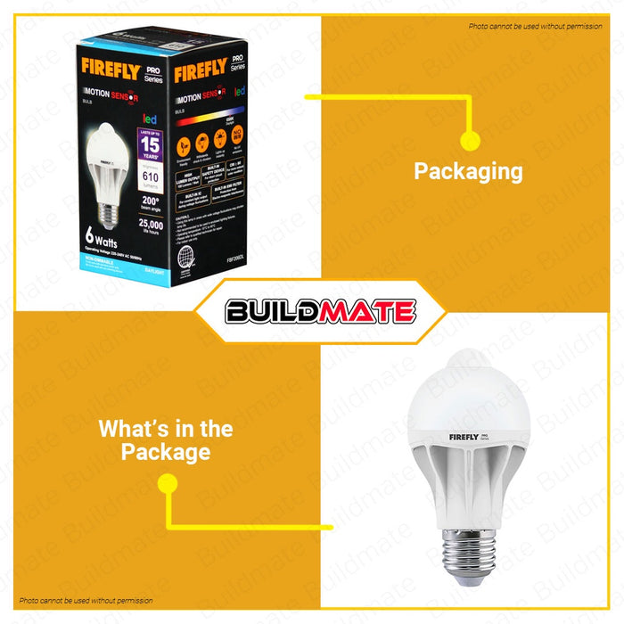 FIREFLY 6W Motion Sensor Led Light Bulb PRO Functional FBF206DL 100% ORIGINAL •BUILDMATE•