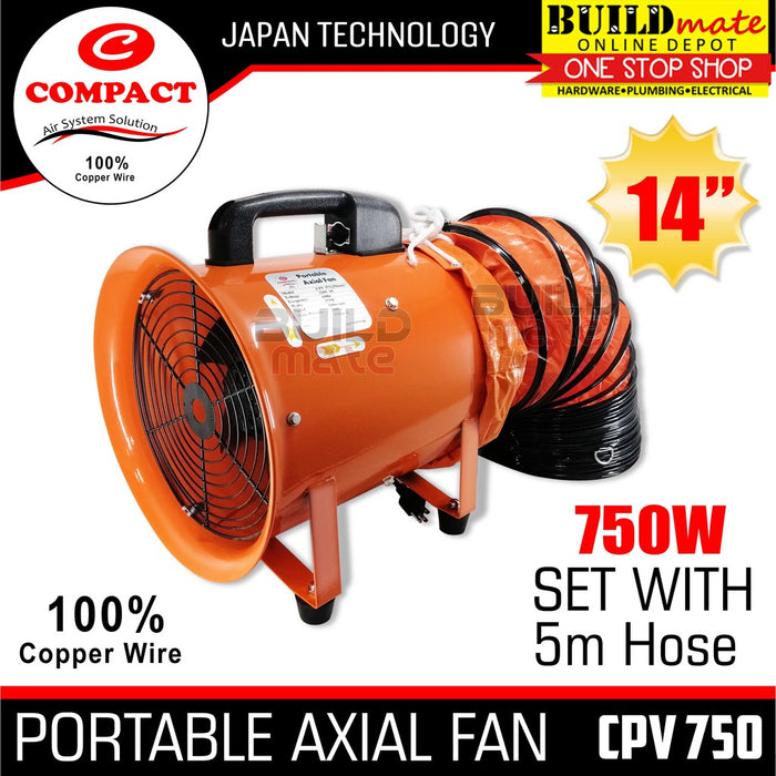 COMPACT 14" Portable Axial Fan Industrial Air Blower Ventilator CPV-750 (WITH 5M Hose) •BUILDMATE•