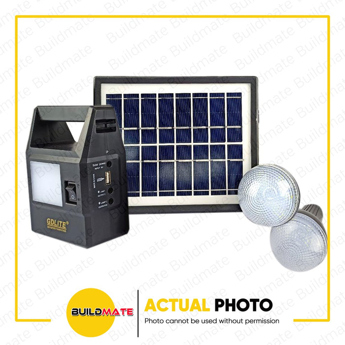 GDLITE GERMAN GD-8030 Solar Light Emergency System Kit w/ 3 SMD LED Bulb USB Outlet & Solar Panel