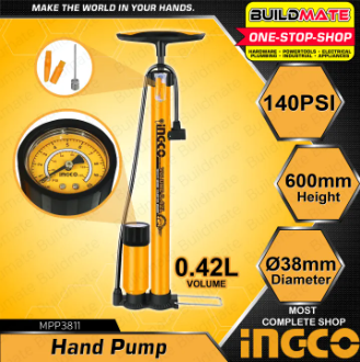 INGCO Tire Air Hand Pump Inflator Bike Wheel 160PSI MPP3811 BUILDMATE HT2