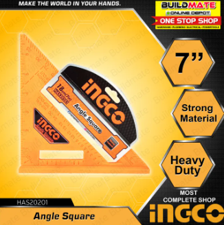 BUILDMATE Ingco Angle Square 7" Inch Triangular Ruler Speed Square Angle Protractor Triangle Measuring Tool SOLD PER PIECE HAS20201 / HAS20202 - IHT